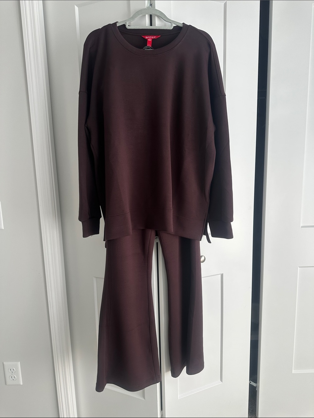 SPANX AirEssentials Crewneck Tunic & Slim Flare Pant Set NWOT, Truffle Brown, 1X